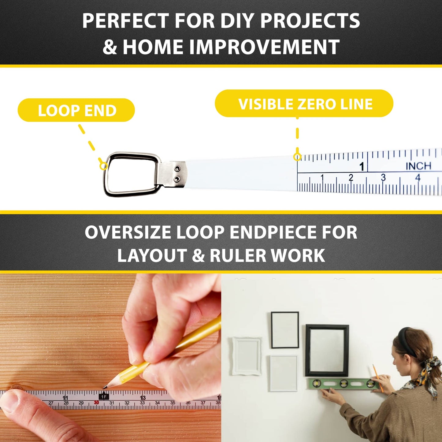Perfect Pi Diameter Circumference Tape Measure - Imperial and Metric Tape Measure 1/2-inch by 12ft / 3.5m - Use for Measuring Cylindrical Objects - (Pipe Tape, Tree Tape) Model DCT121