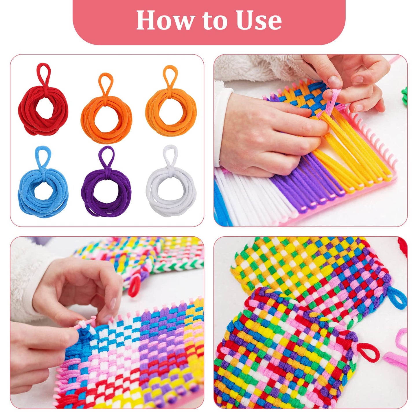 336 Pieces Loom Potholder Loops, 14 Colors Weaving Loom Kit for Potholders Weaving Loom Loops Weaving Craft Loops with 3 Pcs Crochet Hooks Compatible with 7 Inch Weaving Loom