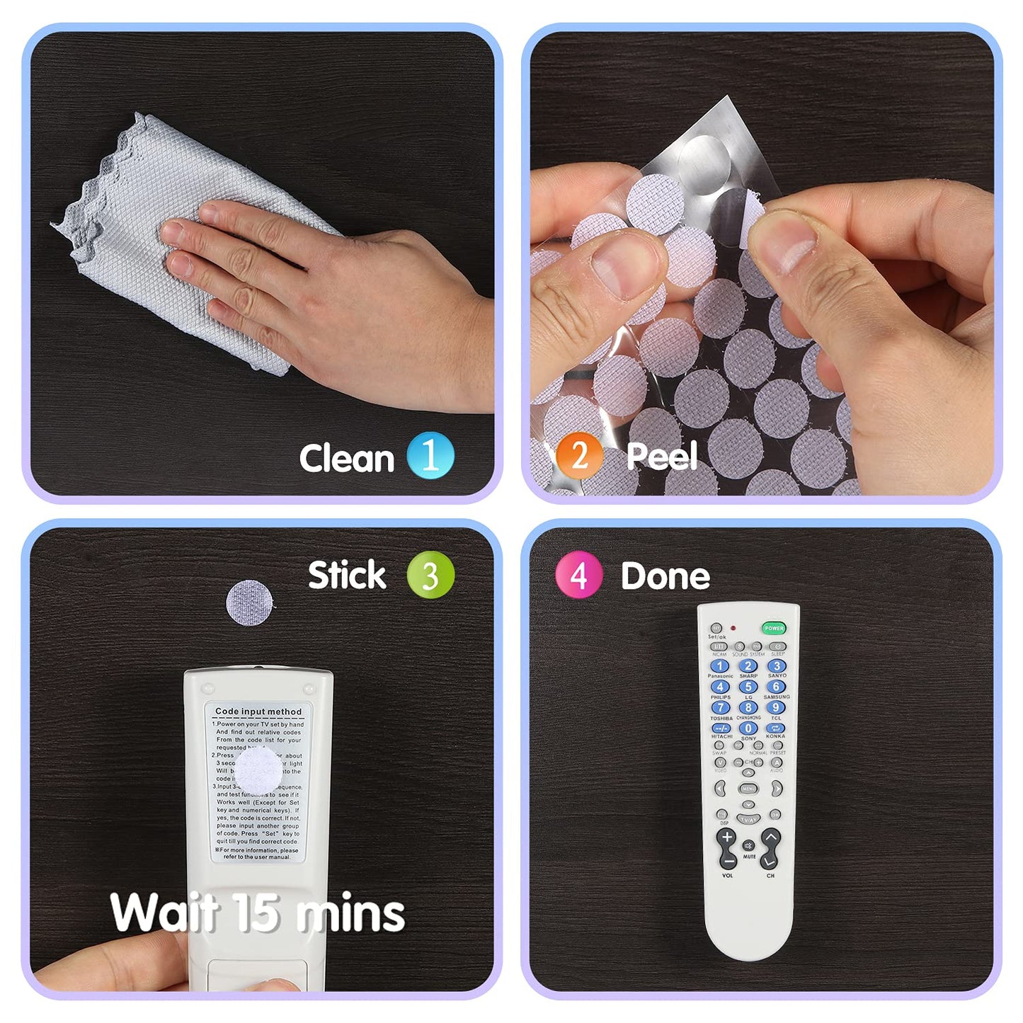 Adhoklop 1248 Pcs (624 Pairs) Thin Clear Dots with Adhesive Hook and Loop Nylon Transparent Sticky Back Glue Tapes 0.59 Inch Diameter Fastener for School Classroom Teacher Supplies (Clear)