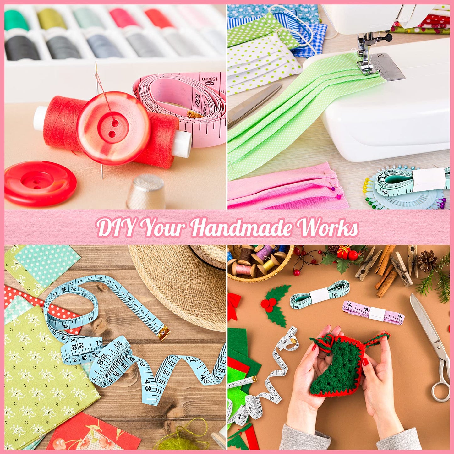 iBayam Tape Measure, Soft Ruler Measuring Tape for Body Weight Loss Fabric Sewing Tailor Cloth Vinyl Measurement Craft Supplies, 60-Inch Double Scale Ruler, 5-Pack