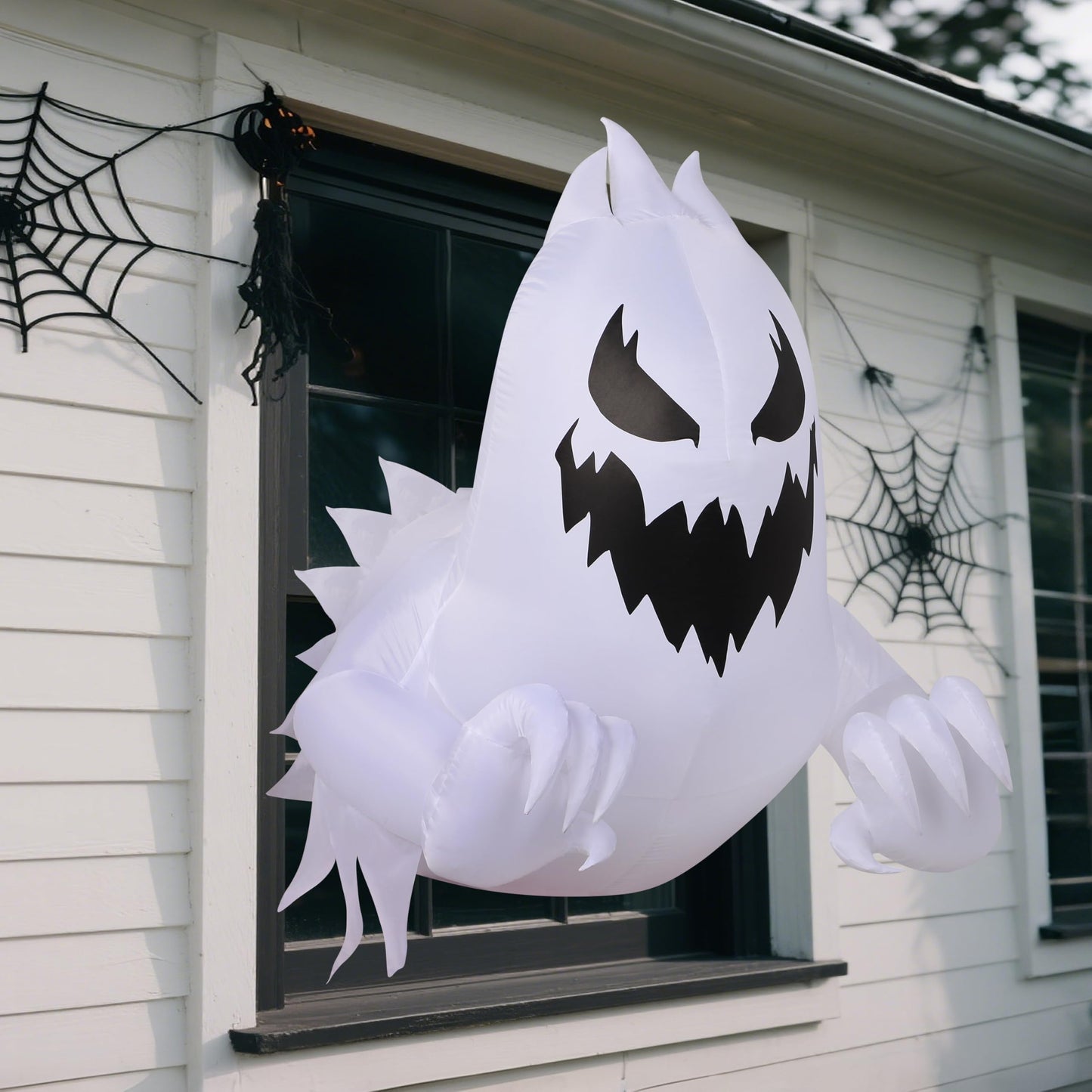 Joiedomi 4.5 FT Halloween Inflatable Scary Ghost Outdoor Decoration, Inflatable Window Breaker Decoration with Rotating Purple LEDs, Blow Up Ghost Halloween Window Decor for Party Garden Yard Decor