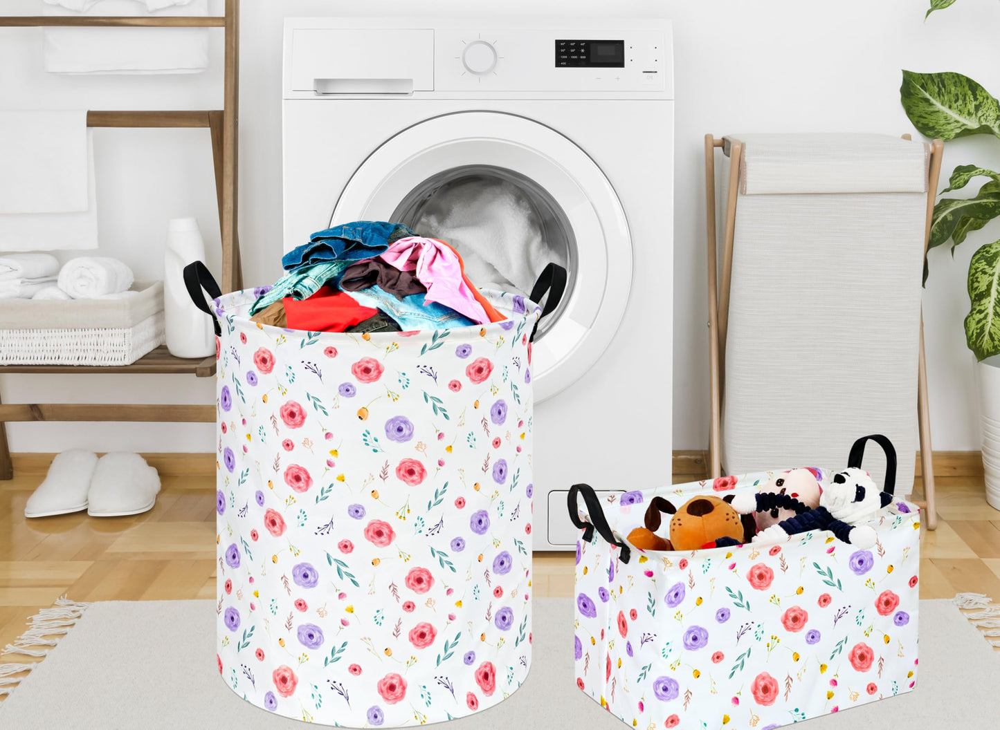 Rectangle Flower Patter Toy Bin Valentine's Day Gift Waterproof storage organizer for Nursery Hamper Home decor Closet Kids Bedroom Laundry Baby Gift Shelf Baskets
