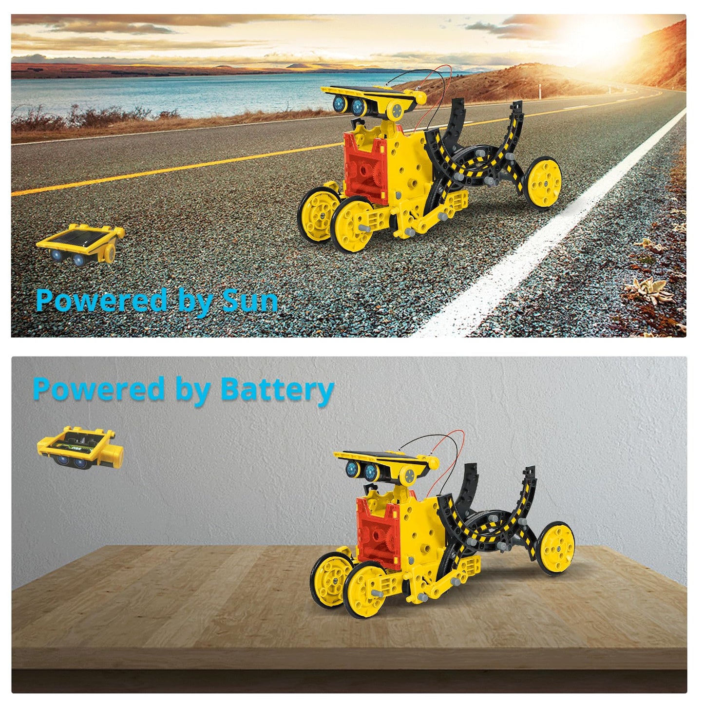 AESGOGO STEM Projects for Kids Ages 8-12, Solar Robot Science Building Kits, Birthday Gifts for 8 9 10 11 12-16 Year Old Boys Girls Teens, Robotics Powered by Sun or Battery(Not Include).