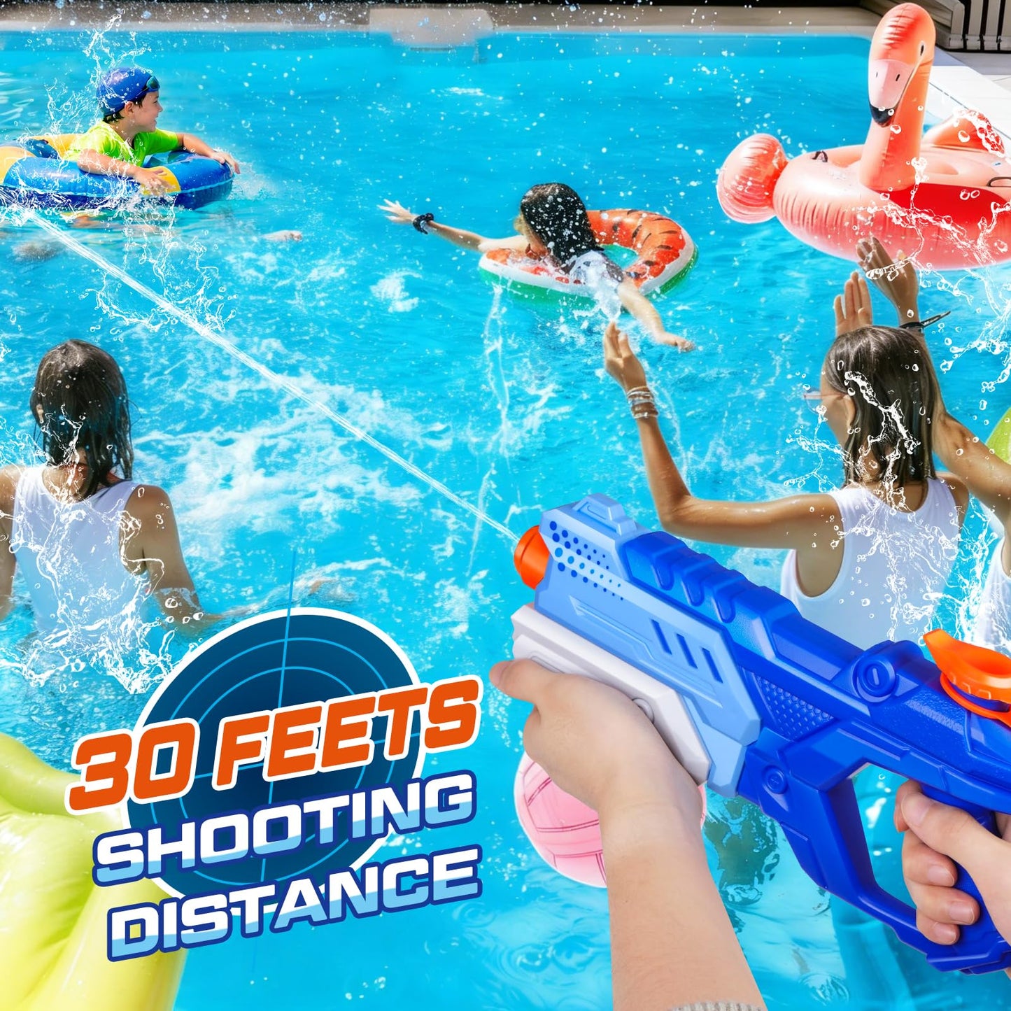 Quanquer 3 Pack Water Guns for Kids Adults - 600CC Squirt Water Toy Gun Super Blaster Soaker Long Range High Capacity Swimming Pool Beach Outdoor Fighting Toys for Boys Girls (Blue)