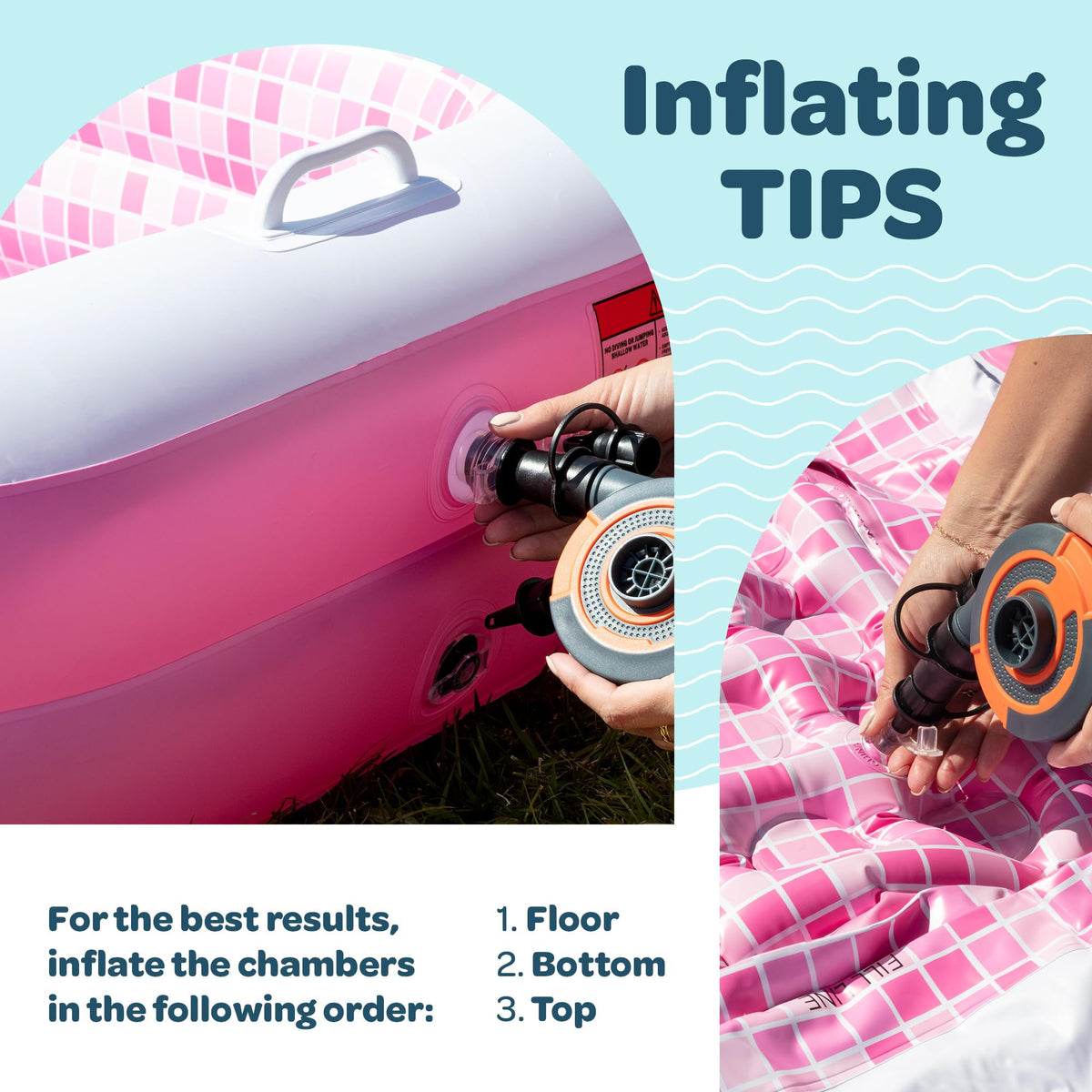 3-in-1 Premium Inflatable Kiddie Pool, Ball Pit & Tanning Pool, Soft Cushioned Floor, Handles, Drain, Shallow Rectangular Blow Up Swimming Pool for Kids, Small Backyard Tanning Pool - 65"x39"x10"
