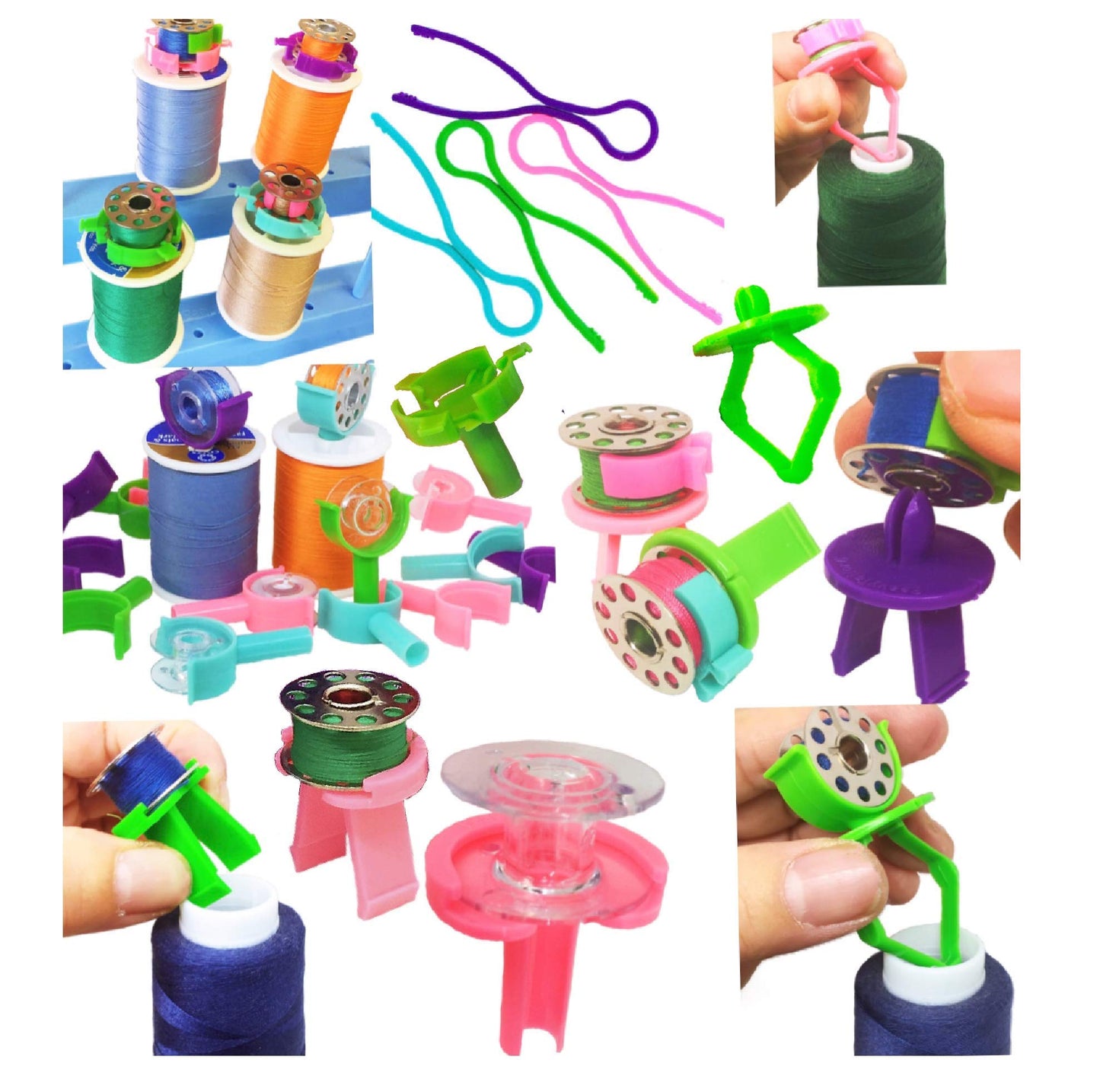 30 Piece Bobbin Holder Set for Sewing Machines - Bobbin Clamps for Organizing Threads and Avoiding Tangles