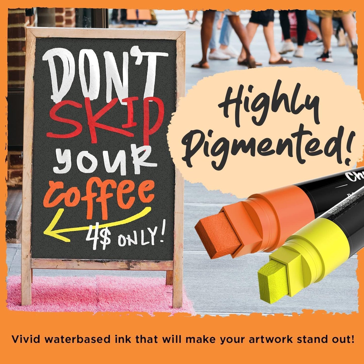 8 Washable Window Markers for Cars - 15mm Jumbo, 3 in 1 Nib, 28g Ink - Liquid Chalk Markers for Chalkboard, Blackboard, Glass, Bistro, Auto, Menu Board - Loved by Teachers, Kids, Artists, Businesses
