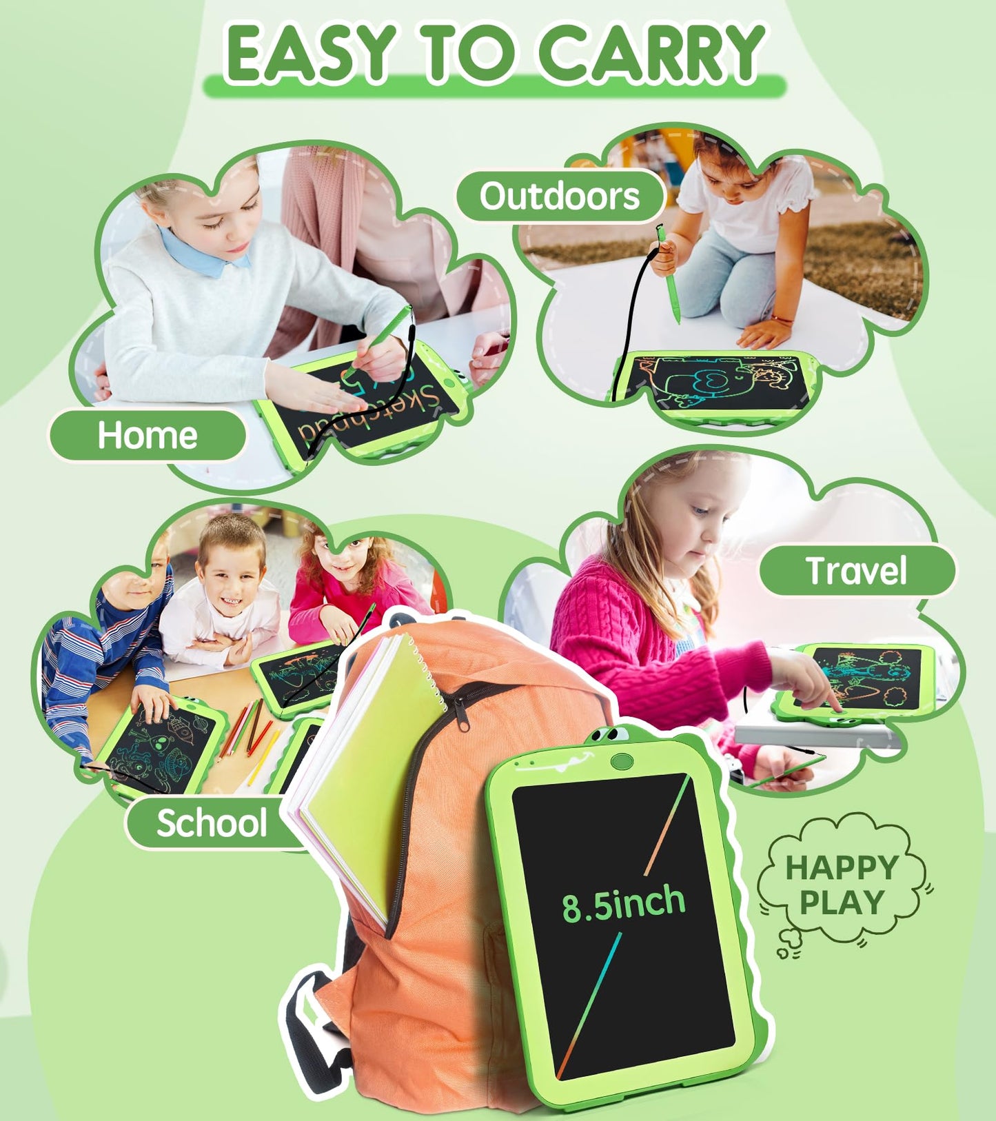 AiTuiTui LCD Writing Tablet Kids Toys for Girls Boys Age 2-3 Gift Ideas, Dinosaur Colorful Doodle Board Educational Learning Toys for Children 3 4 5 6 7 8 Year Old, Toddler Drawing Pad Travel Toys