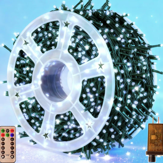 1000LED 328FT Outdoor Christmas Lights, 8 Modes String Lights (Cool White)