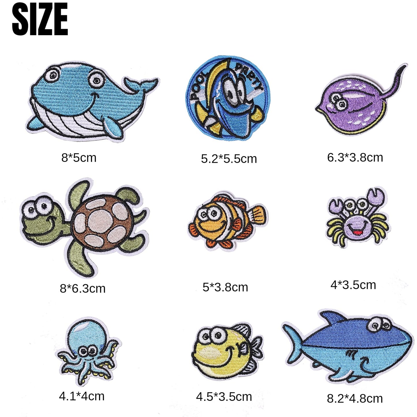 15 Pieces Ocean Animal Embroidered Iron on Patch, Iron on Patches Set, Sew On/Iron on Patch Applique for Clothes, Dress, Hat, Jeans, DIY Accessories