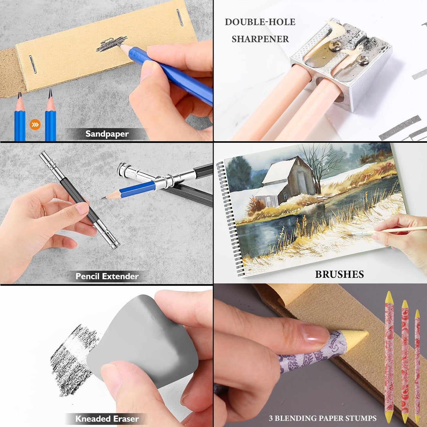 Sketch Drawing Kit Graphite Pencils, Charcoal Pencils, Watercolor Pencils, Colored 40pcs Professional Sketching Pencils, Coloring Pencil Set for Artists Adults Beginners Pro Art Supplies