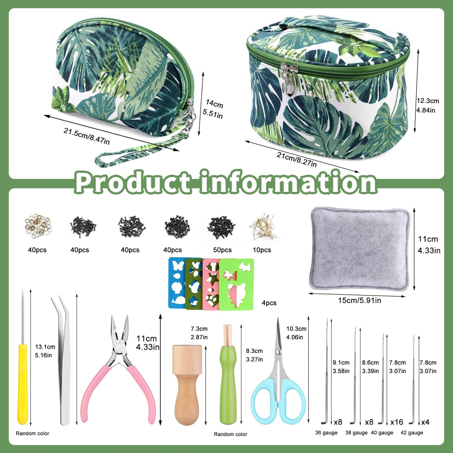 304 Pcs Needle Felting Kit, Wool Roving 50 Colors Set, Needle Felting Starter Kit, Needle Felting Tools Kit with 2 Exquisite Storage Bags, Felt Tools for Felted Animal Needle Felting Supplies