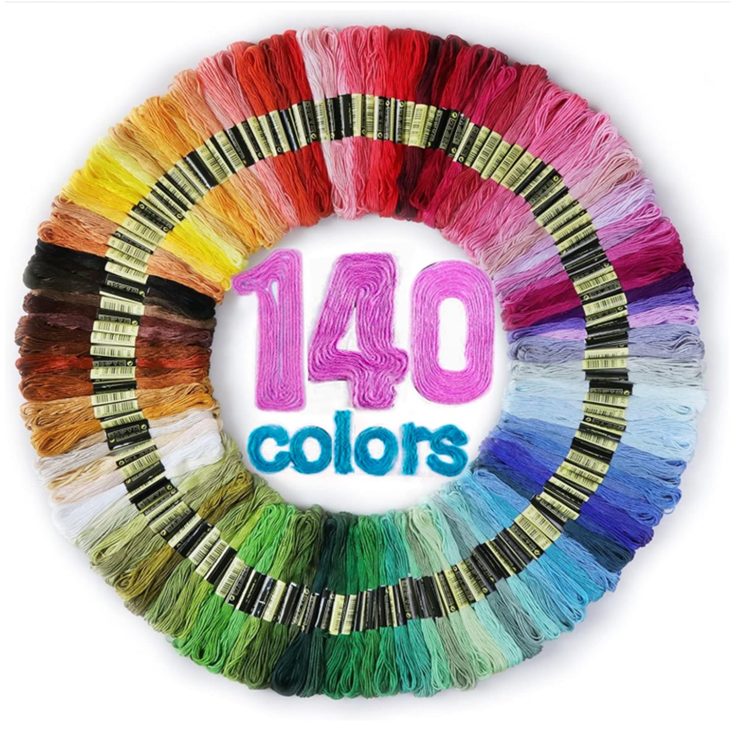Embroidery Thread Floss 140 Colors Skeins Friendship Bracelet String Making Bracelets Cross Stitch Kit Supplies Thin Yarn Sewing Patterns Cotton Strings Crochet Braces Wrap Rainbow Crafts
