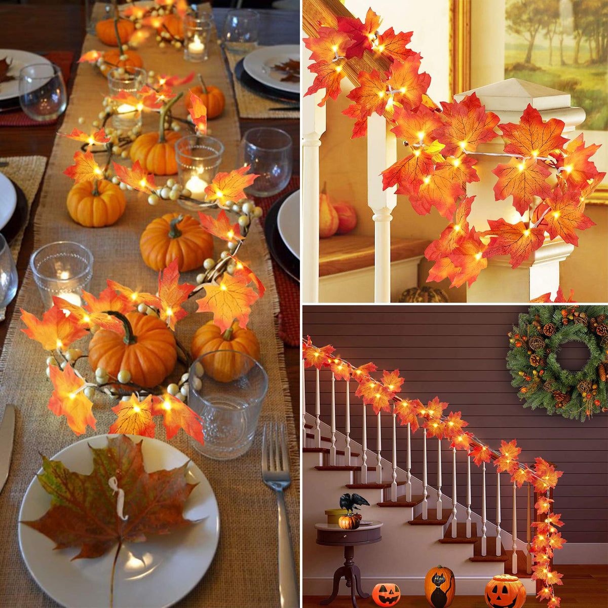 50 LED 16.4Ft Thanksgiving Decor Fall Garland String Lights with Timer