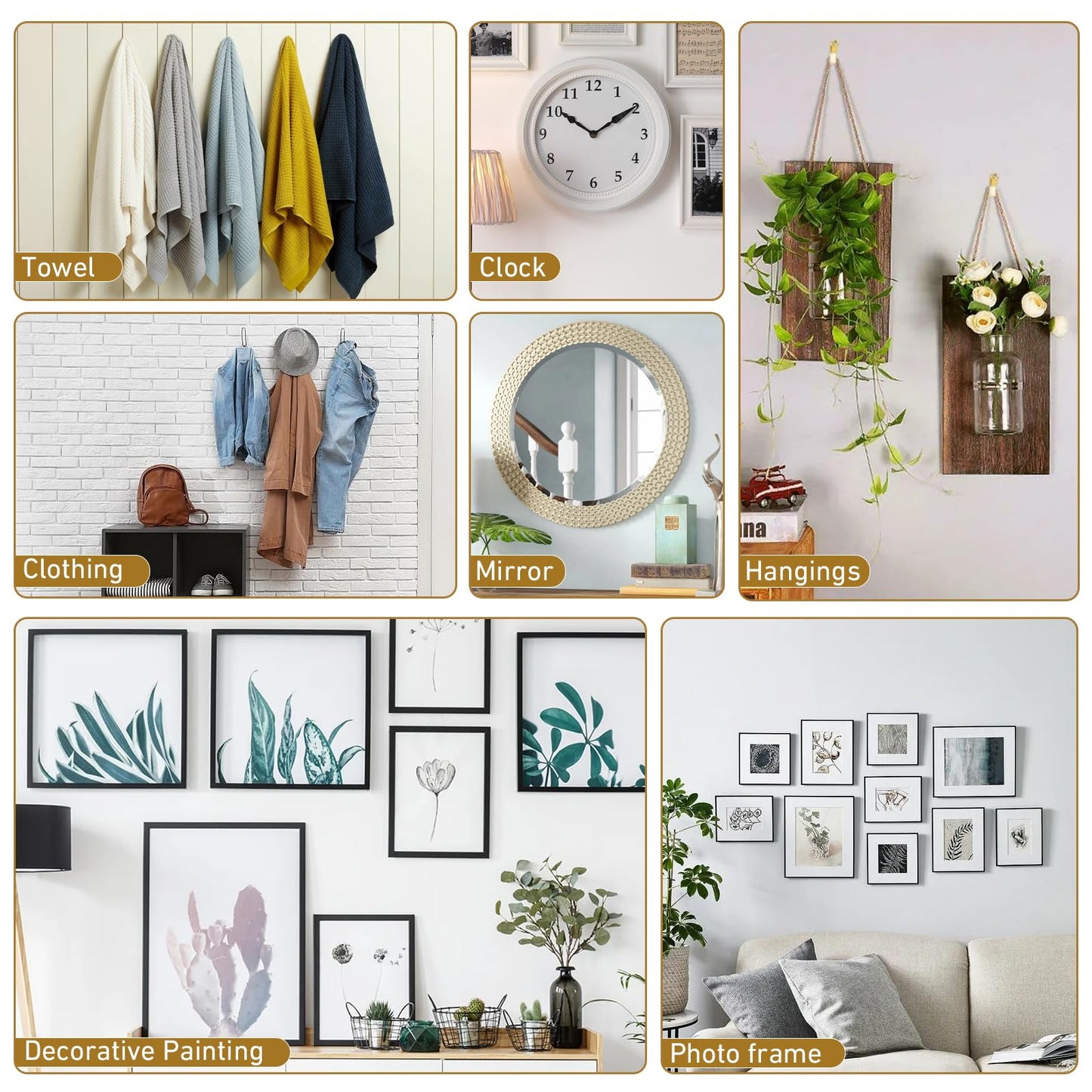 202 PCS Frame Hanger Kit, 10lb, 20lb, 30lb, 50lb&100lb Picture Hanging Hardware Kit, Picture Hanging Tool, Pcture Hangers,Picture Frame Hanging Kit, Picture Hooks for Pictures, Canvas, Mirror (Gold1)