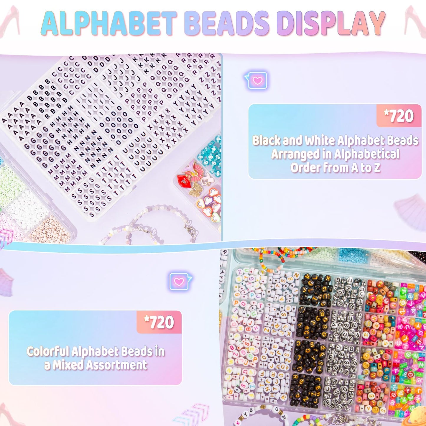 Friendship Bracelet Kit, 16000 pcs with Seed Beads (2/3/4mm), Clay Beads, 7 Styles Letter Beads (A-Z), Variety of Charms, DIY Jewelry Making Crafts