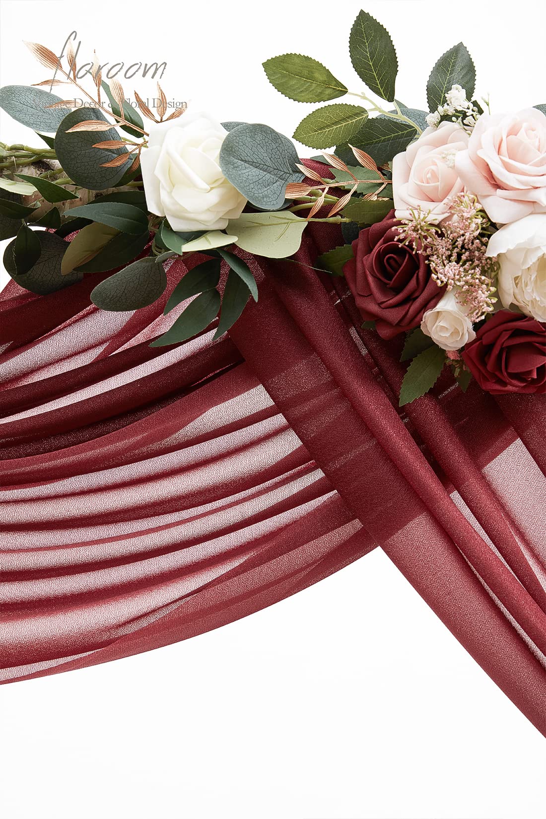 Wedding Arch Draping Fabric 2 Panels 20Ft Burgundy Chiffon Fabric Drapes Arbor Drapery Wedding Ceremony Reception Swag Dark Red Decorations
