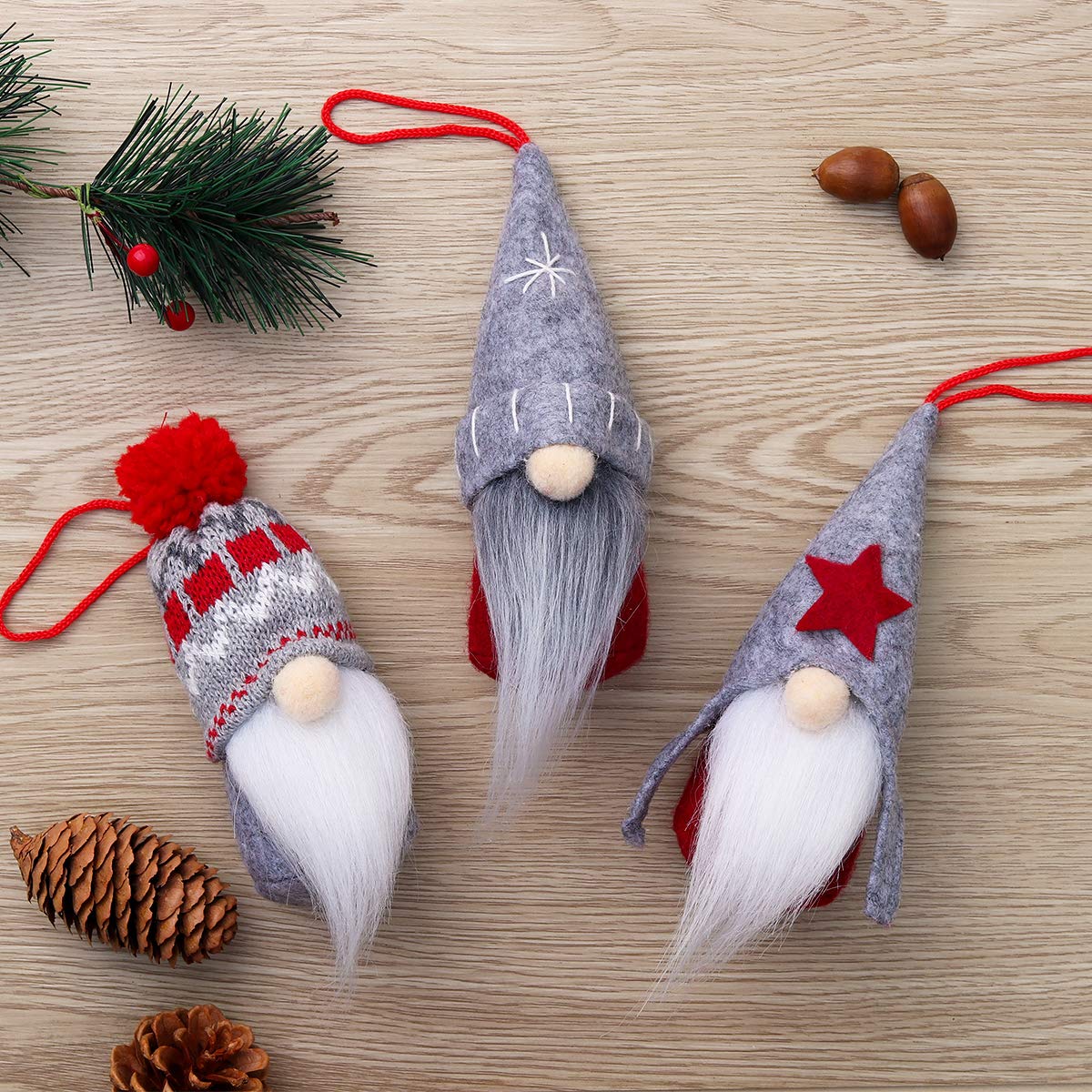 Gnome Christmas Ornaments Set of 6, Handmade Swedish Tomte Gnomes Decorative Ornaments Plush Christmas Decorations Tree Hanging Scandinavian Santa Elf Home Table Decor 2025