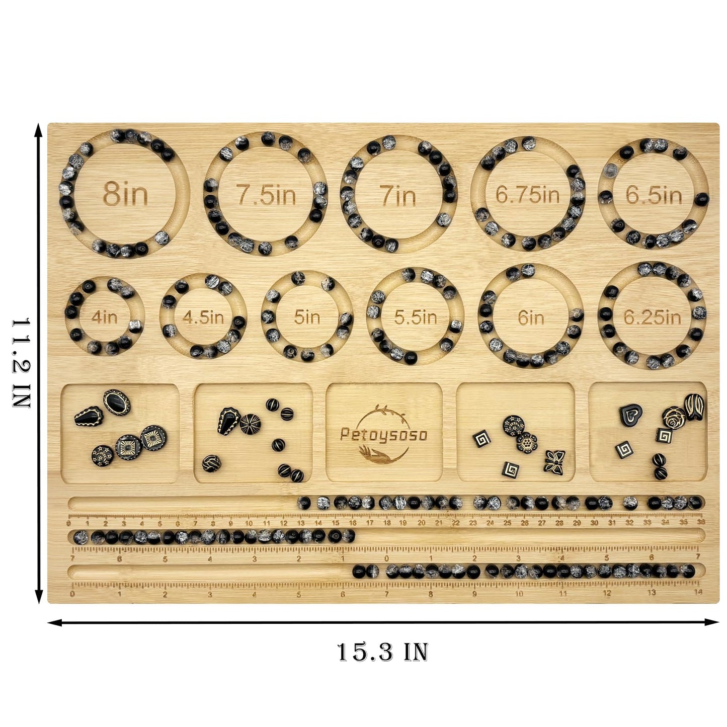 Bead Boards for Jewelry Making, Thicken Bamboo Beading Board for Jewelry Bracelet Making, Bracelet Bead Board, Bracelet Bead Board for Bracelet, Jewelry Making Supplies 15.3x 11.2x0.5 Inches