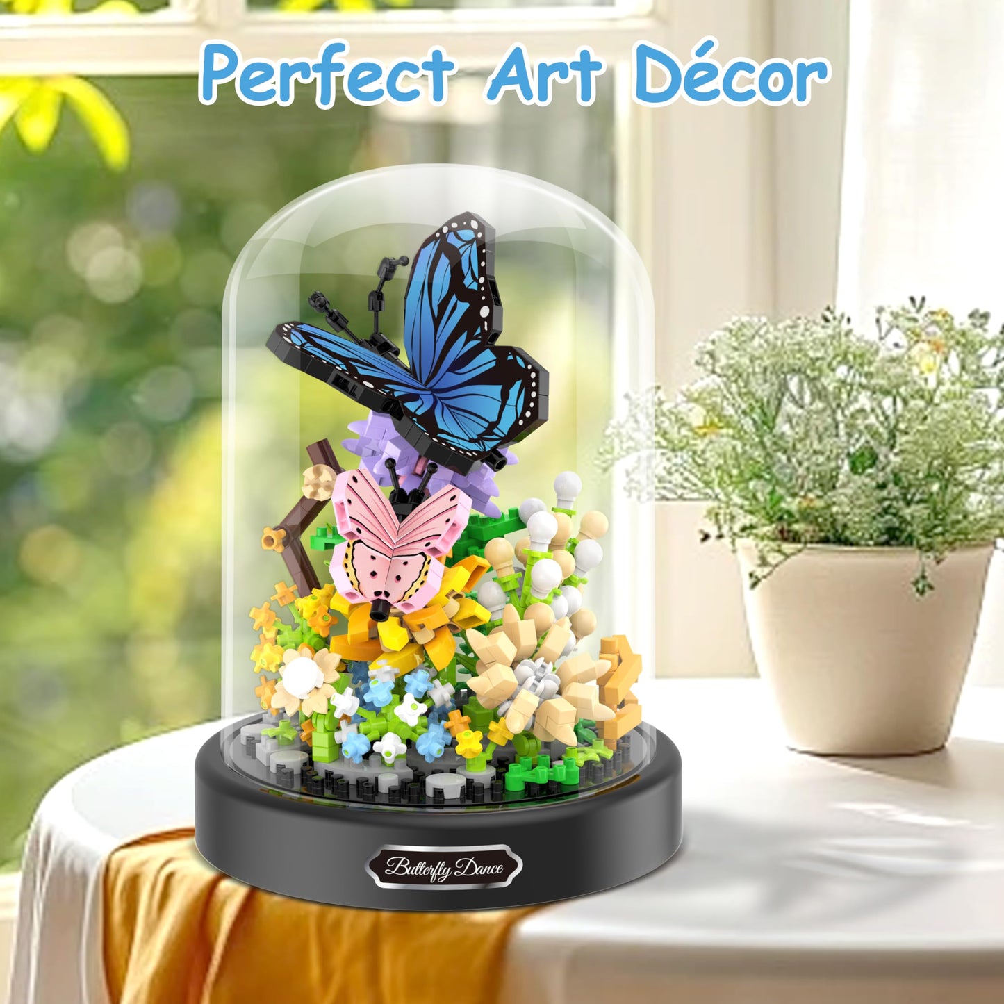 QIFUN Flower Bouquet Building Kit, 530 Pcs Butterfly and Flowers Mini Bricks Building Blocks Sets, Valentines Day Gifts for Her Him Valentine's Day Gifts for Her Mom Women Girlfriends(Butterfly)