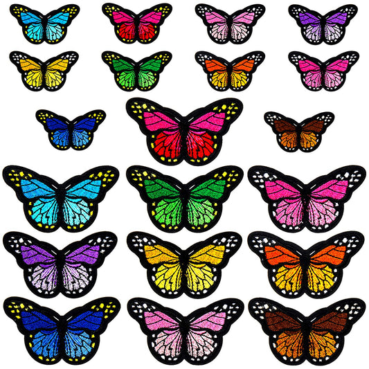 20pcs Butterfly Iron on Patches, 2 Size Embroidered Sew Applique Repair Patch