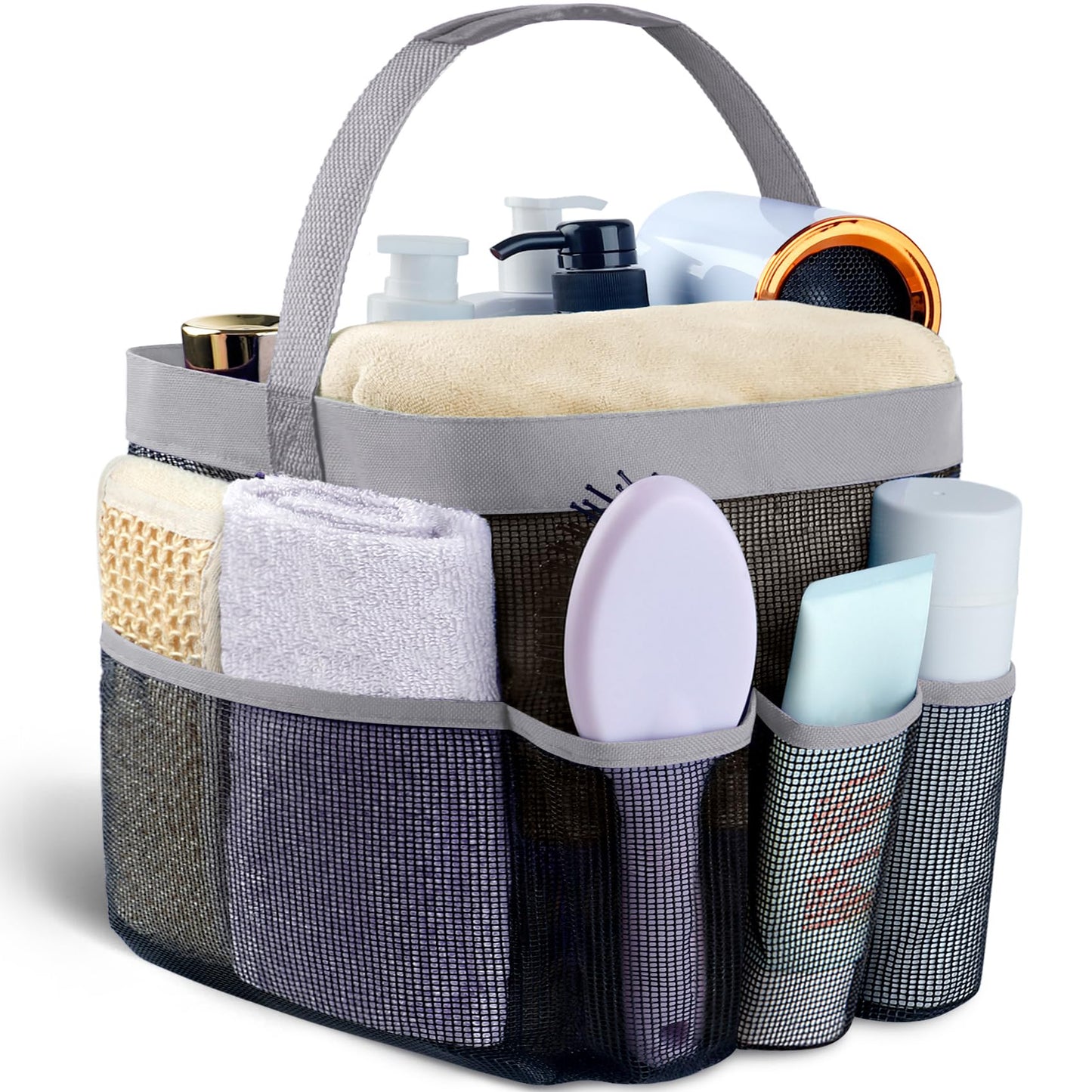 Mesh Shower Caddy Portable for College Dorm Room Essentials with 8 Pockets, Hanging Shower Caddy Dorm Basket, Quick Dry Shower Bag for Bathroom