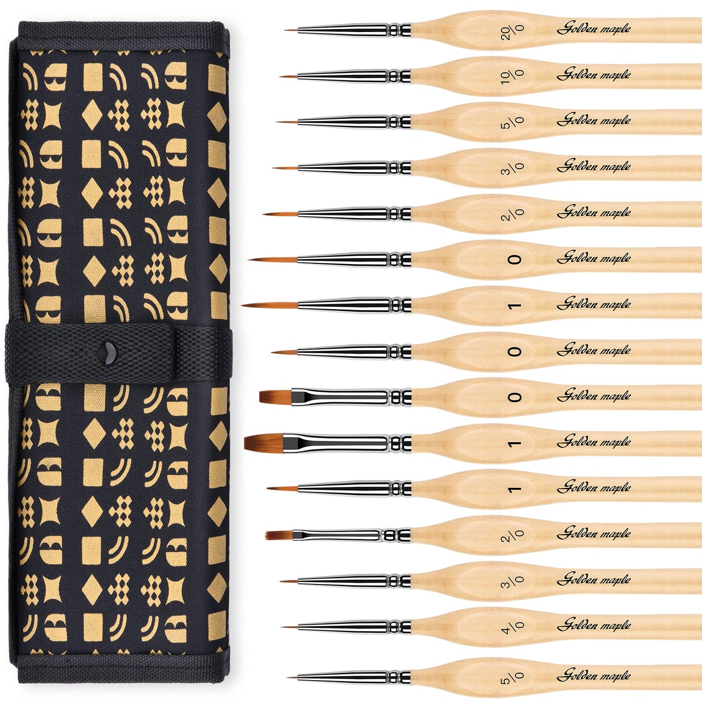 Golden Maple Miniature Paint Brushes, 15PC Model Brushes Micro Detail Paint Brush Set, Fine Detailing for Acrylics, Oils, Watercolors & Paint by Number, Figurine (Wood Color)