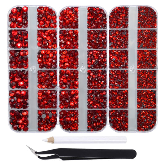 7000pcs+ Flatback Glass Hotfix Iron On Rhinestones Crystal for DIY Making with 1 Tweezer & 1 Picking Pen for Shoes, Clothes, Face Art, Bags, Manicure (Siam, 5-Sizes)