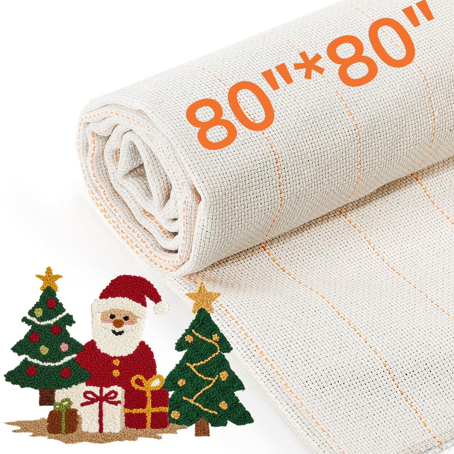 Pllieay 80" × 80" Large Overlocking Primary Tufting Cloth, Monks Cloth with Yellow Marked Lines, Punch Needle Fabric, Monks Clothes for Punch Needle, Tufting Guns and Carpet Punching