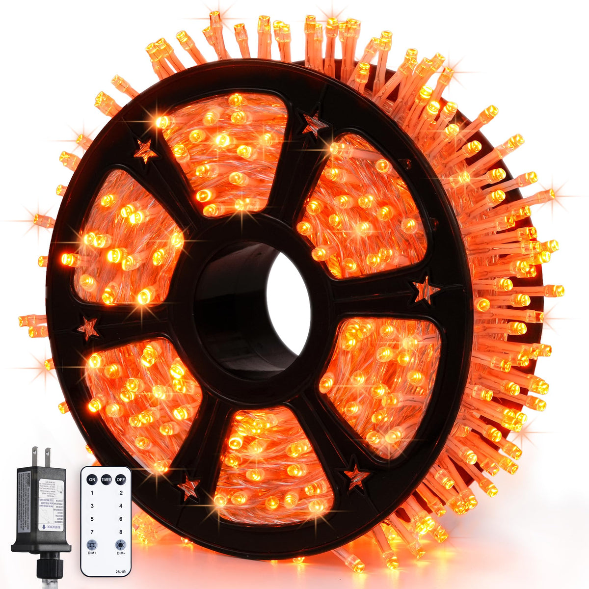 JMEXSUSS Orange String Lights for Halloween, 600 LED Fall Lights Outdoor