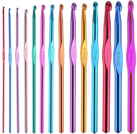 Crochet Hook Knitting Needle Set - 14Pcs Crochet Needles for Crocheting Yarn Clover Crochet Hooks Crochet Accessories (2-10mm) - Adults Craft Supplies and Tools Clover Crochet Hooks
