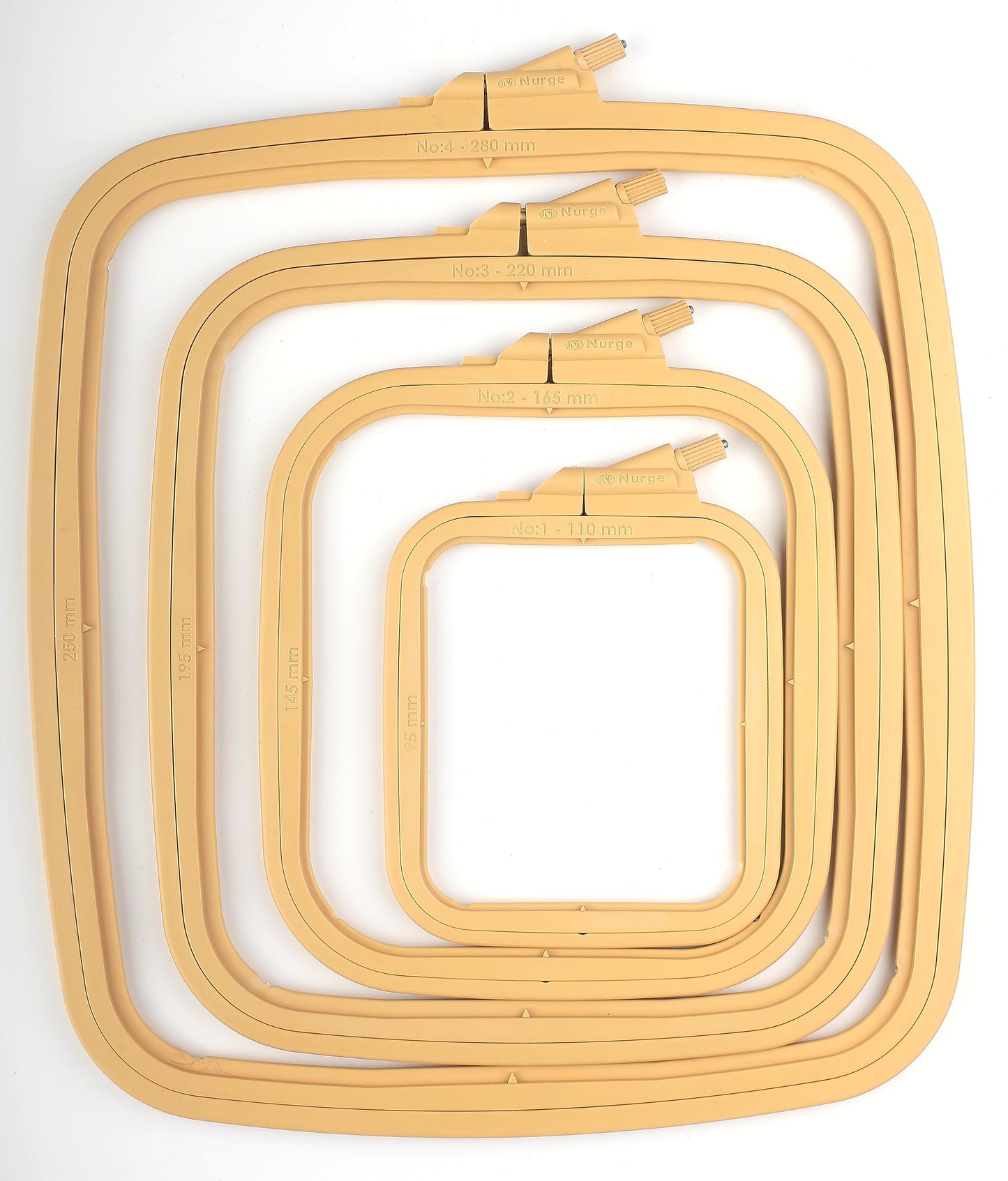 Beige Plastic Square Embroidery Hoops, Cross Stich Hoop, Punch Needle Hoop (4 Pcs Set)