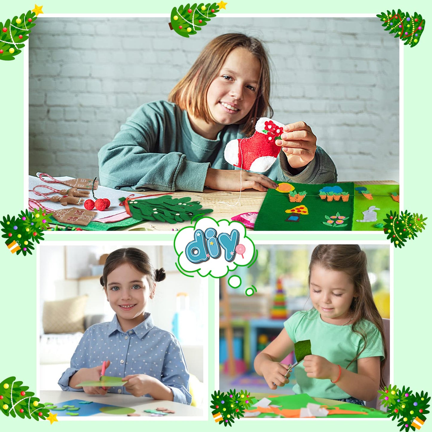 HaoFeijh Green Felt Fabric 36 * 36 Inch Wide 1.6mm,Fabric Sheets Soft Woven Acrylic Craft Fabric for DIY Craft Work Sewing Patchwork,Craft Felt