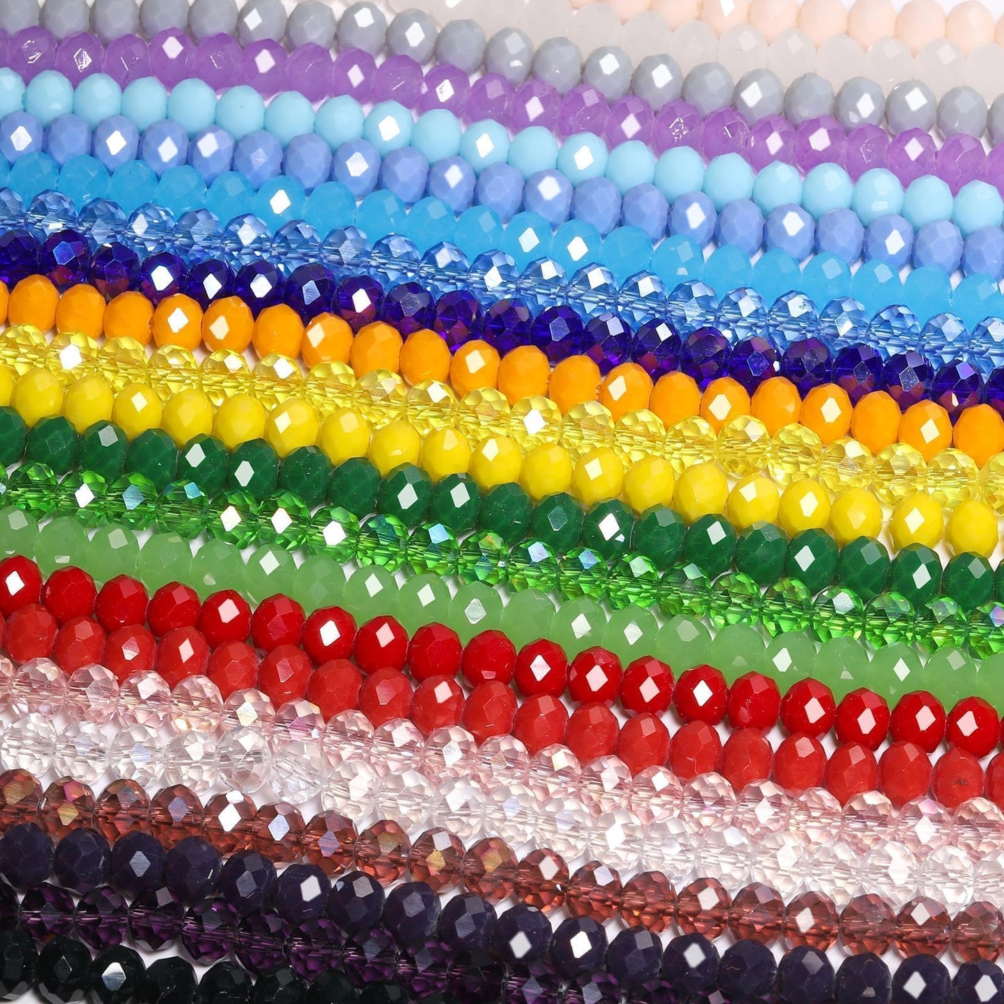1800Pcs 4mm Glass Beads for Bracelets Jewelry Making, Faceted Bead Friendship Bracelet Kit, Rainbow Beads DIY Craft with Charms