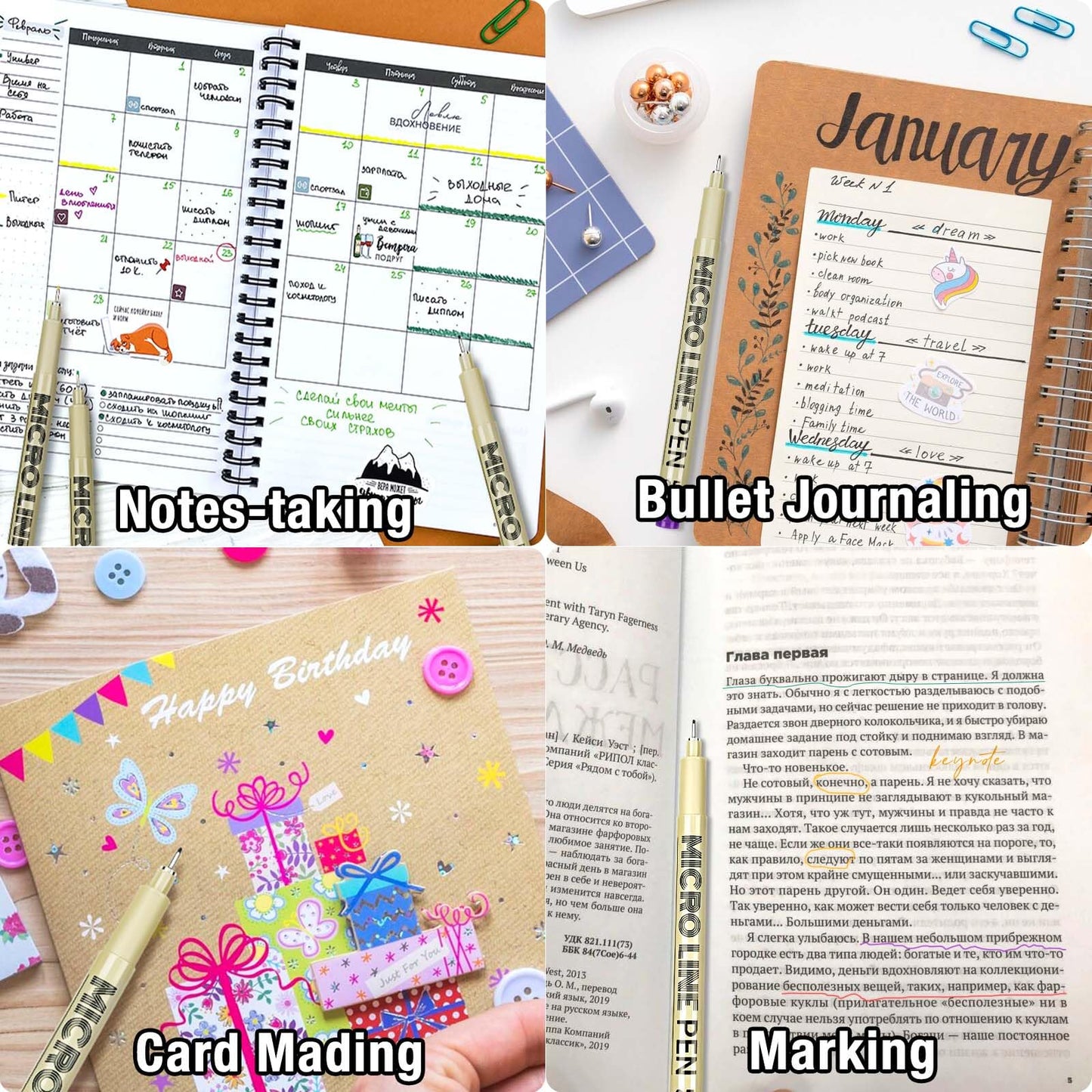 KERIFI 12 Colors 05 Micro Fineliner Drawing Art Pens, Waterproof Archival Ink Pens, 0.45mm Multiliner Fine Liner Pens for Illustration Technical Sketching Manga Scrapbooking Journaling Zentangle