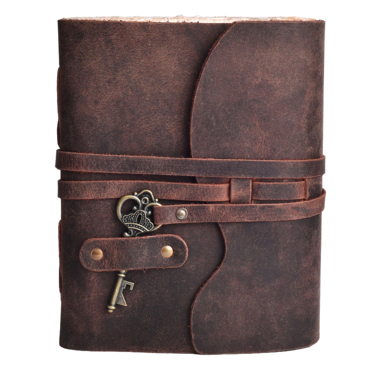 LEATHER VILLAGE Leather Journal – 200 Handmade Vintage Deckle Edge Paper – Leather bound Journal For Women Men- Vintage Key Closure - Book of Shadows - 6X4 inches (A6) - Fuchsia