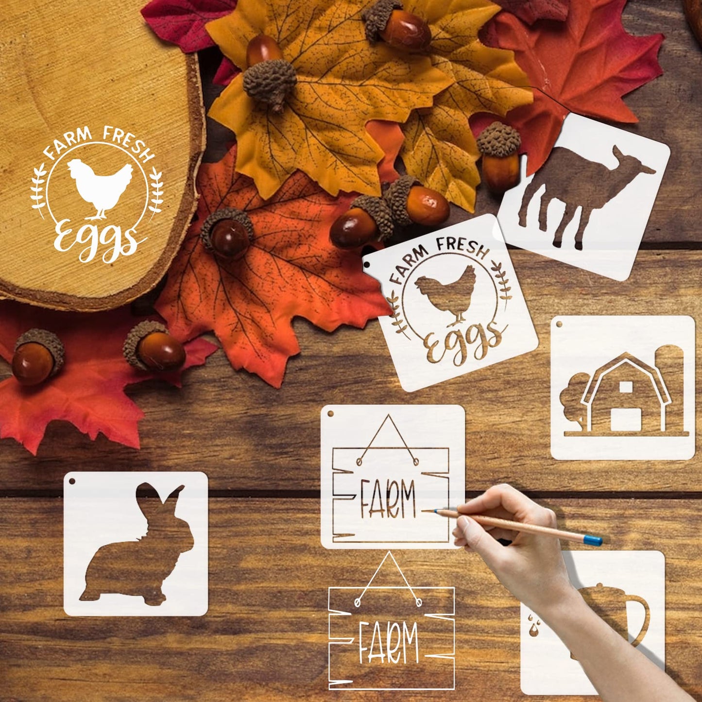 Small Stencils for Painting on Wood Reusable, 3 Inch Reusable Stencil for Craft Ornament Paint Template Stencils for Wall Card Rock Wood Signs Coasters Canvas Home Decor (Farm Animal)