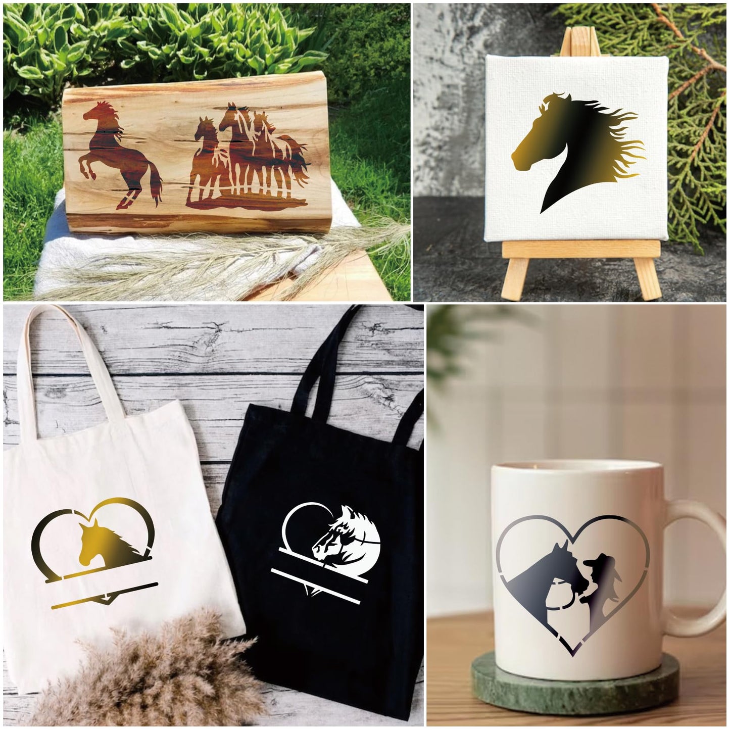 Small Stencils for Painting on Wood Reusable, 3 Inch Reusable Stencil for Craft Ornament Paint Template Stencils for Wall Card Rock Wood Signs Coasters Canvas Home Decor (Horse)