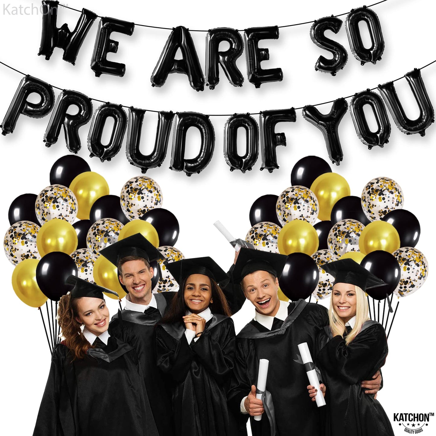 KatchOn, Black We Are So Proud of You Balloons - 16 Inch, Pack of 16 | Proud Of You Balloon for Graduation Decorations 2026, Graduation Balloons, 2026 Graduation Decorations