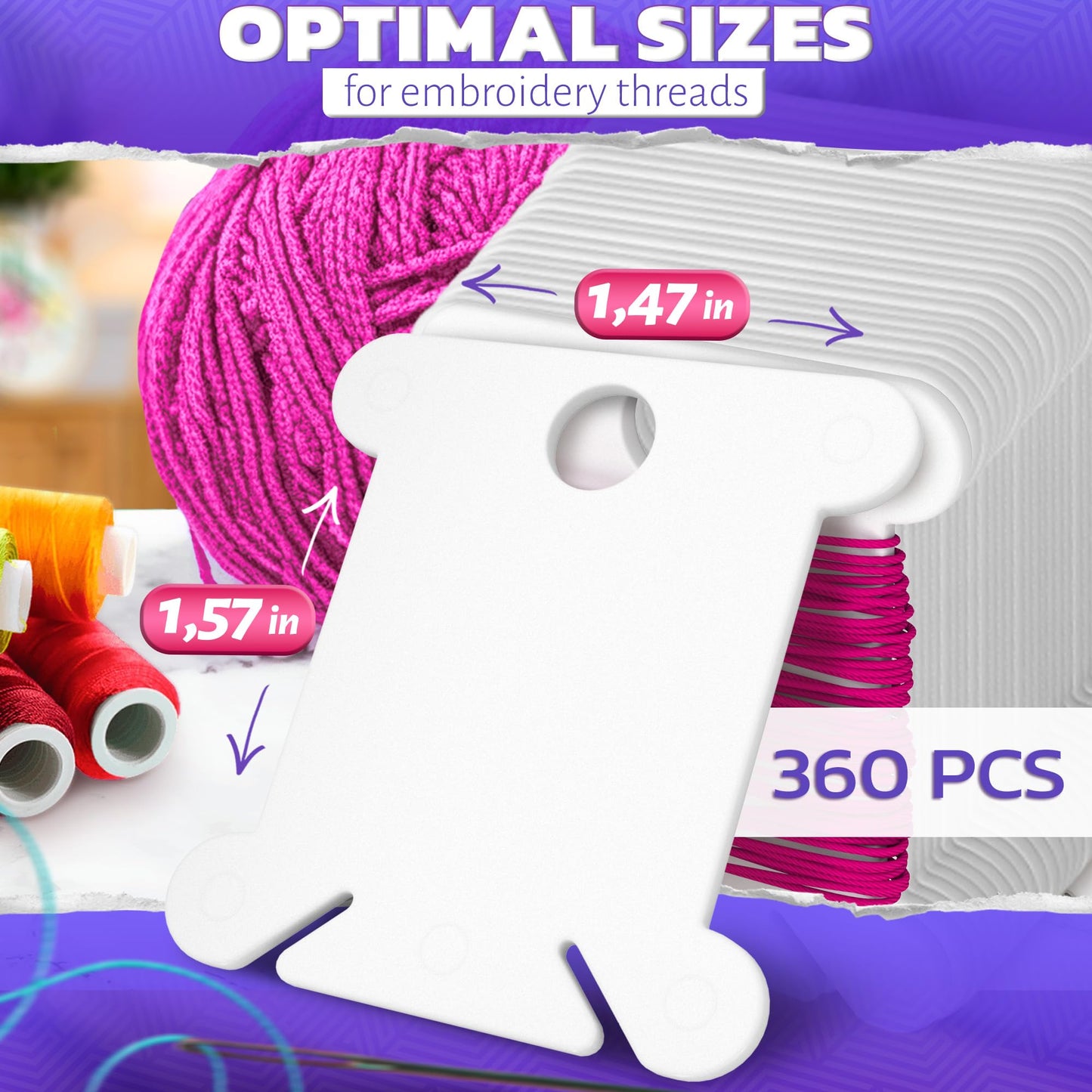 360 PCS Plastic Bobbins for Embroidery Floss | White Embroidery Floss Organizer, Embroidery Thread Organizer for Cross Stitch Organizer | Cotton Embroidery Floss Bobbins Storage for DIY Sewing Craft