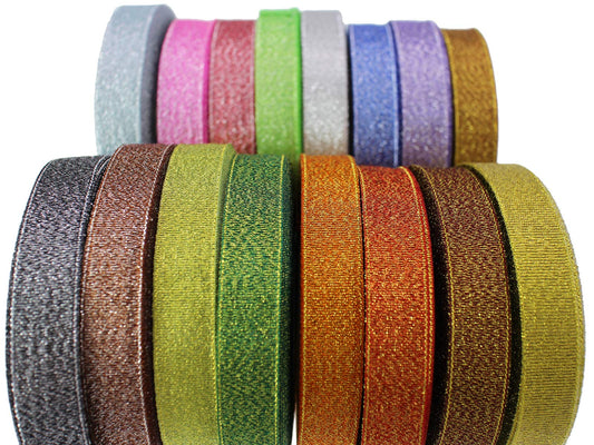 Glitter Ribbon for Gift Wrapping 5/8 inch 400 Yards Sparkly Metallic Sheer Organza Ribbon for Jewelry Bows Mesh Fabric Ribbon for Valentine Day-Home Decoration-Party Ornaments & Favor(1.5cm)