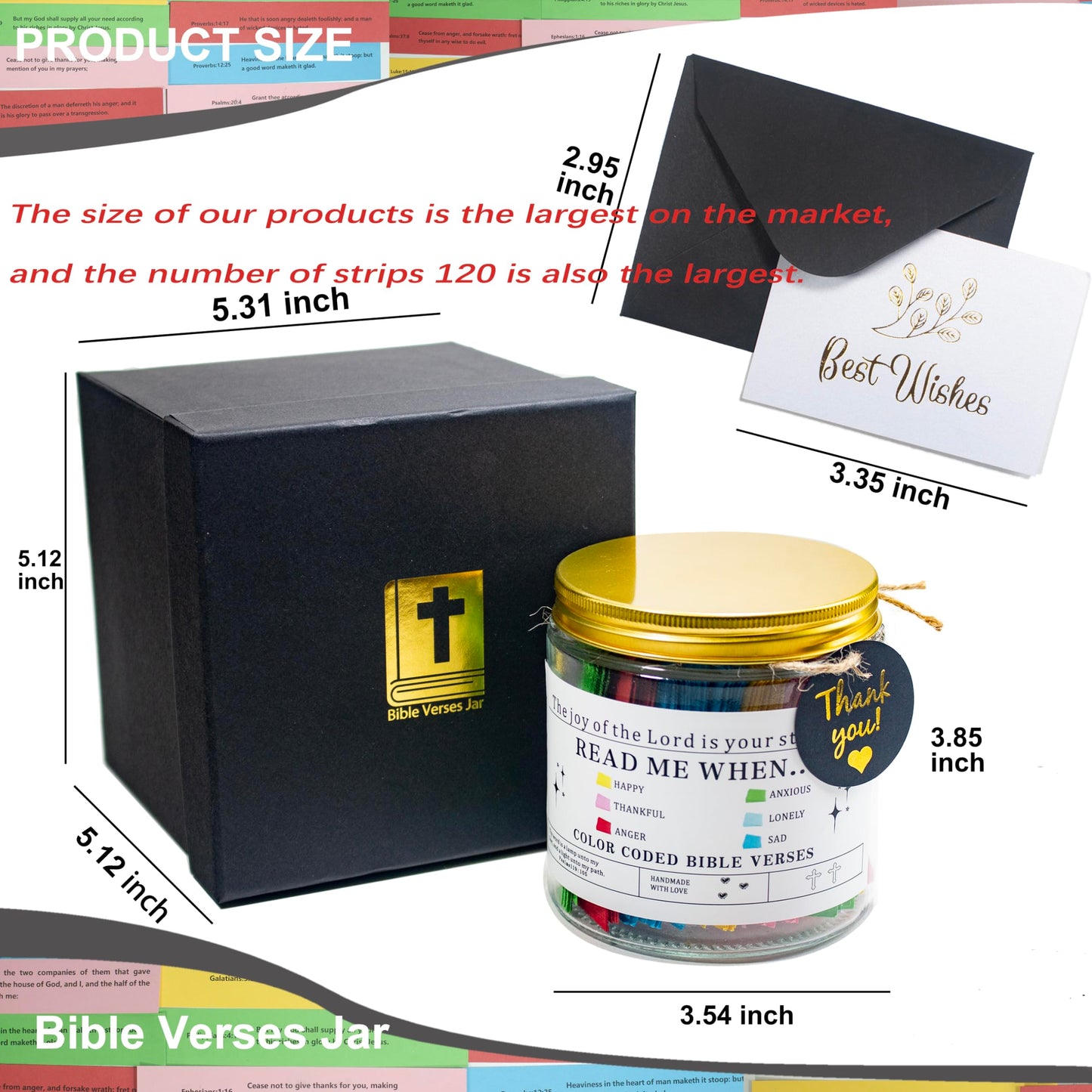 Bible Verse Jar(KJV),Read Me When Bible Verses Jar(120pcs),Easter Gifts for kids,Christian Gifts For Women Men Mom,Jesus God Religious gift,Scripture Prayer Hope