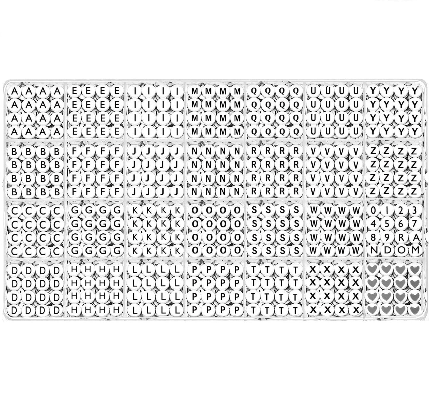 Alphabet Beads A-Z 1200+Pcs Letter Beads, Acrylic 4x7mm Round Letter Beads Kits,Black Digit and Colorful Smile Beads for Bracelets Necklaces DIY Jewelry Making (Black,1200+PCS)