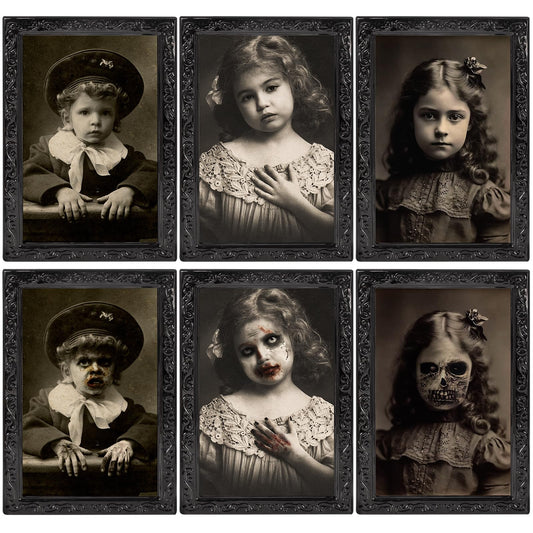 Halloween Decorations Indoor Scary Wall Decor, 3Pack 3D Changing Face Moving Picture Frames Portrait, Gothic Horror Castle Haunted House Mansion Decor Decoration Party Supplies