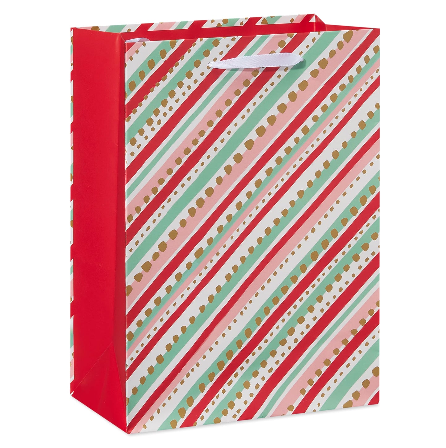 American Greetings 10" Medium Christmas Gift Bags, Santa, Ornaments, Stripes (4 Bags)