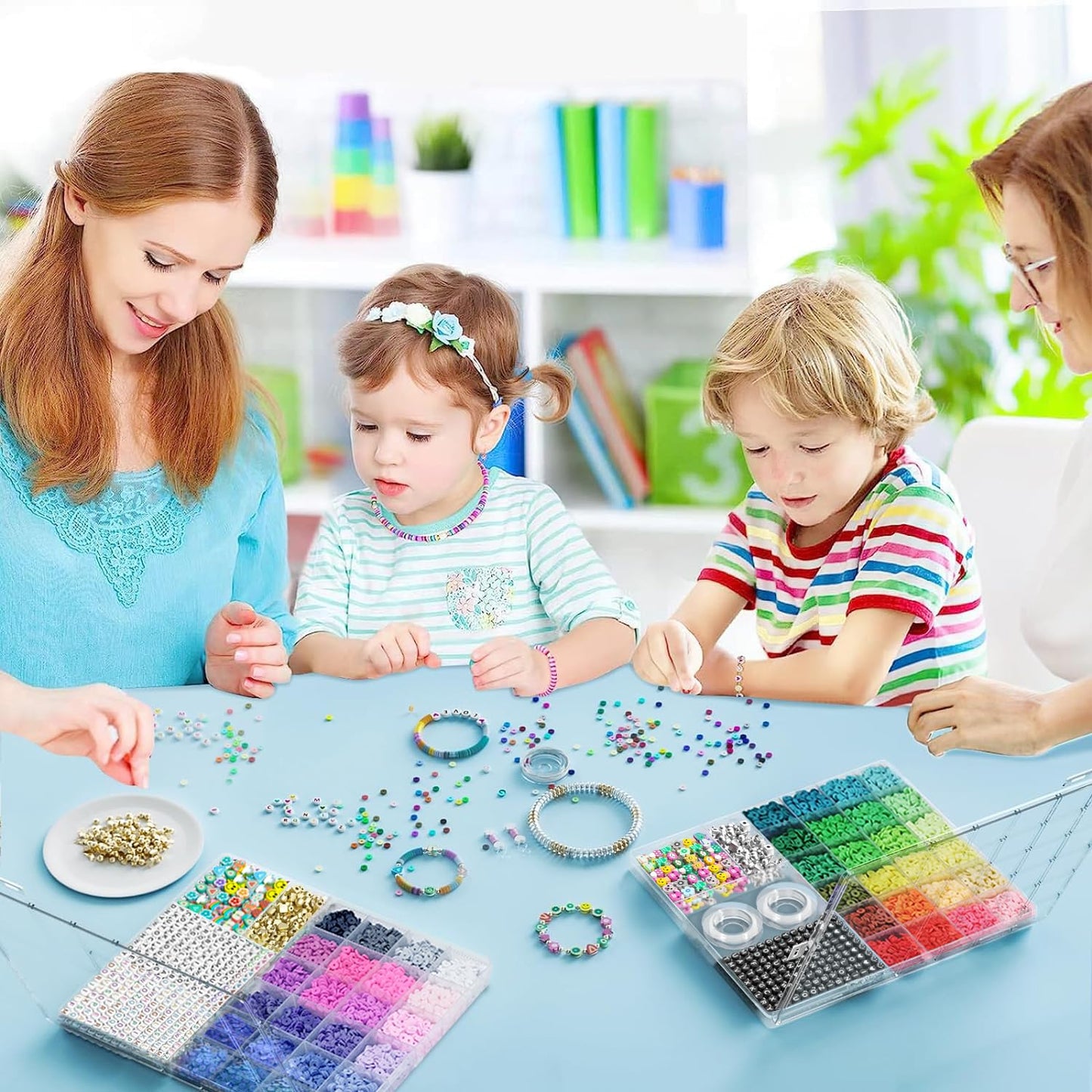 ARTDOT 10982 PCS Clay Beads for Friendship Bracelets Making Kit, 48 Rainbow Colors Jewelry Making Supplies Heishi Beads with Elastic String and Organizer Gifts