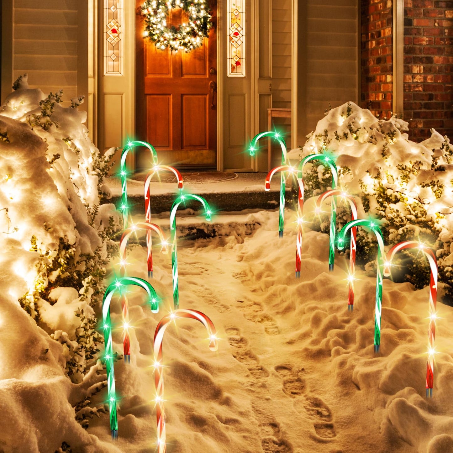 20PCS Replacement Stakes for Christmas Candy Cane Lights Outdoor, Plastic Candy Cane Pathway Markers Lights Spike Replacer, Size 0.68 * 6.05 Inches, Used to Maintain Candy Cane Pathway Lights 1