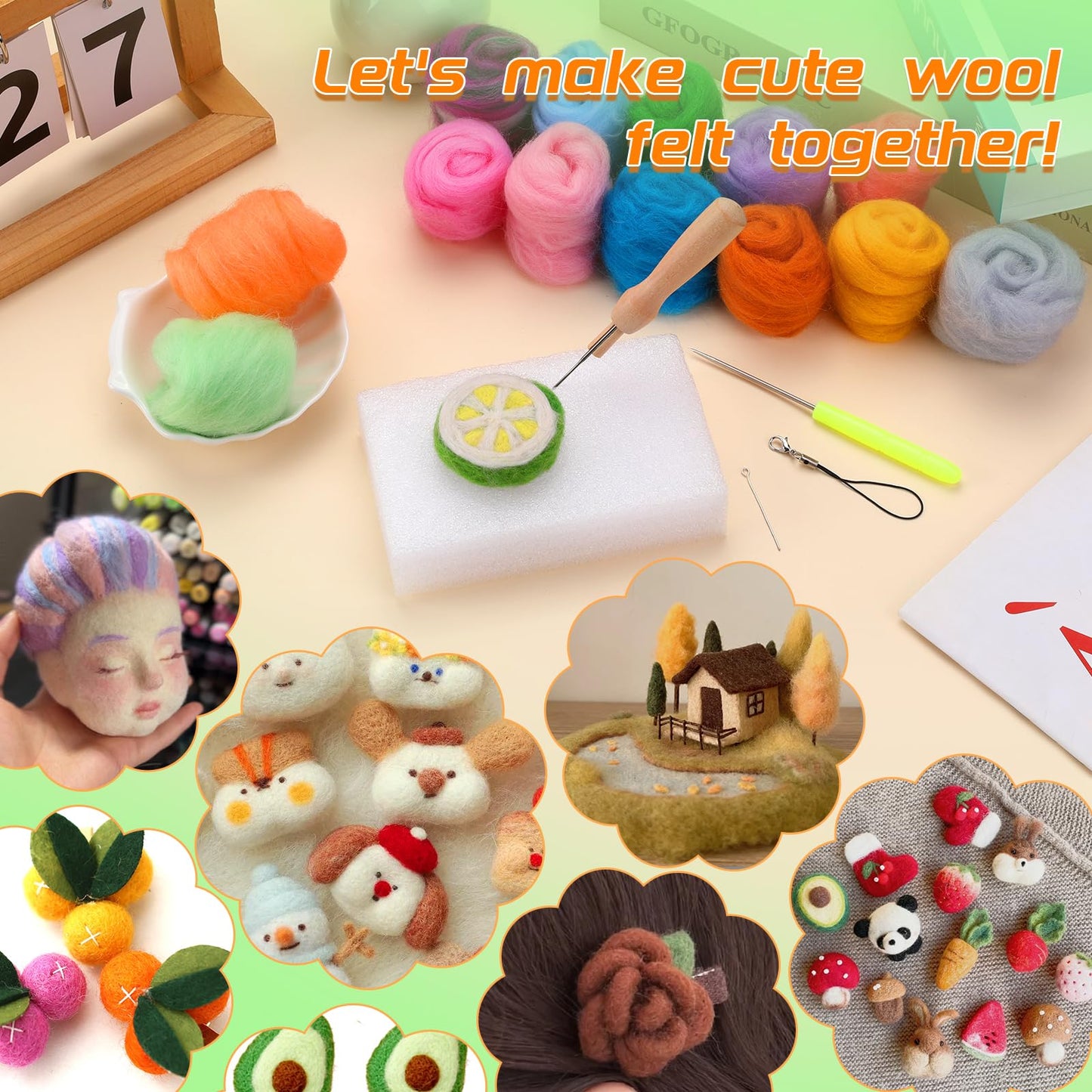 Needle Felting Kit, 149 Pieces Needle Felting Tools for Beginner, 72 Colors Wool Roving Set, Felting Kit with Wool Felt Tools and Foam Mat, Felting Kits for Beginners Adult