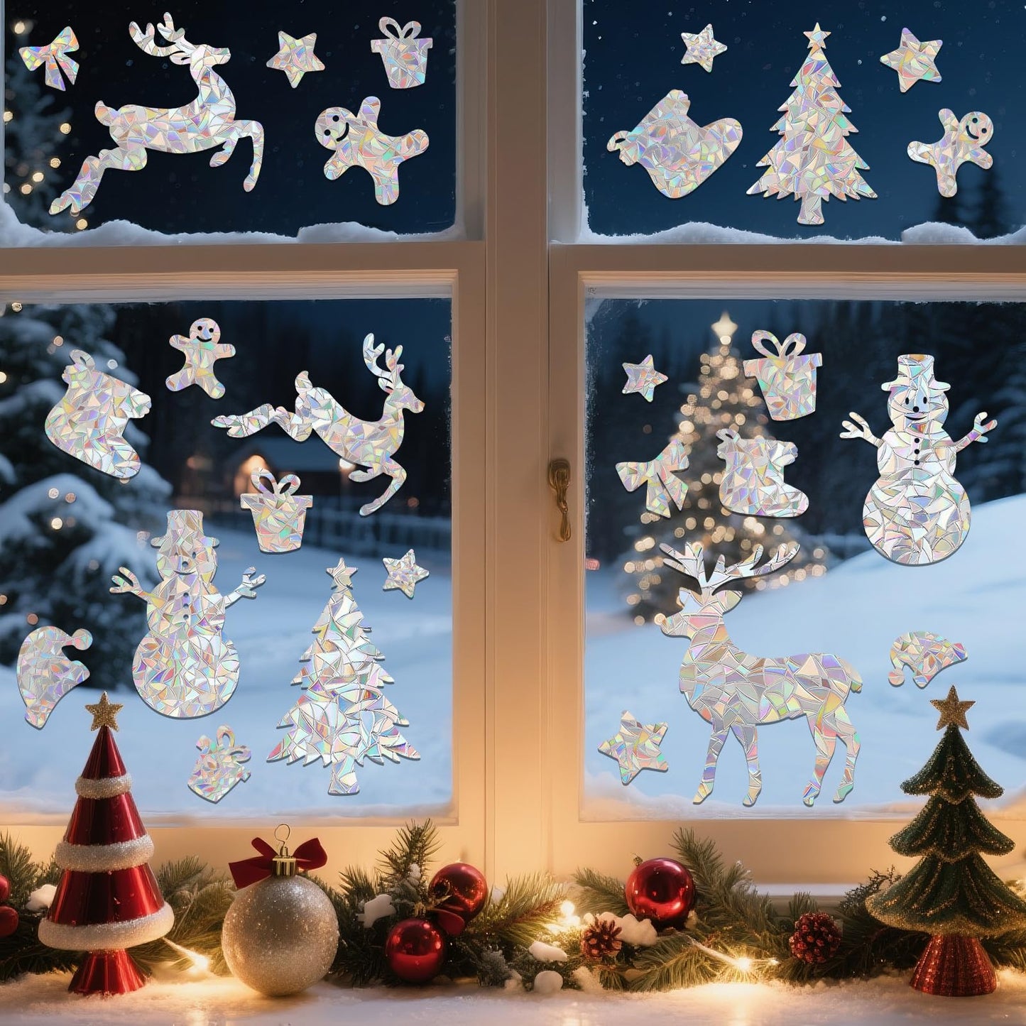 Christmas Window Clings, YUOROS 78 Pcs Christmas Decorations Window Stickers Decor Holiday Winter Xmas Tree Snowman Reindeer Decals