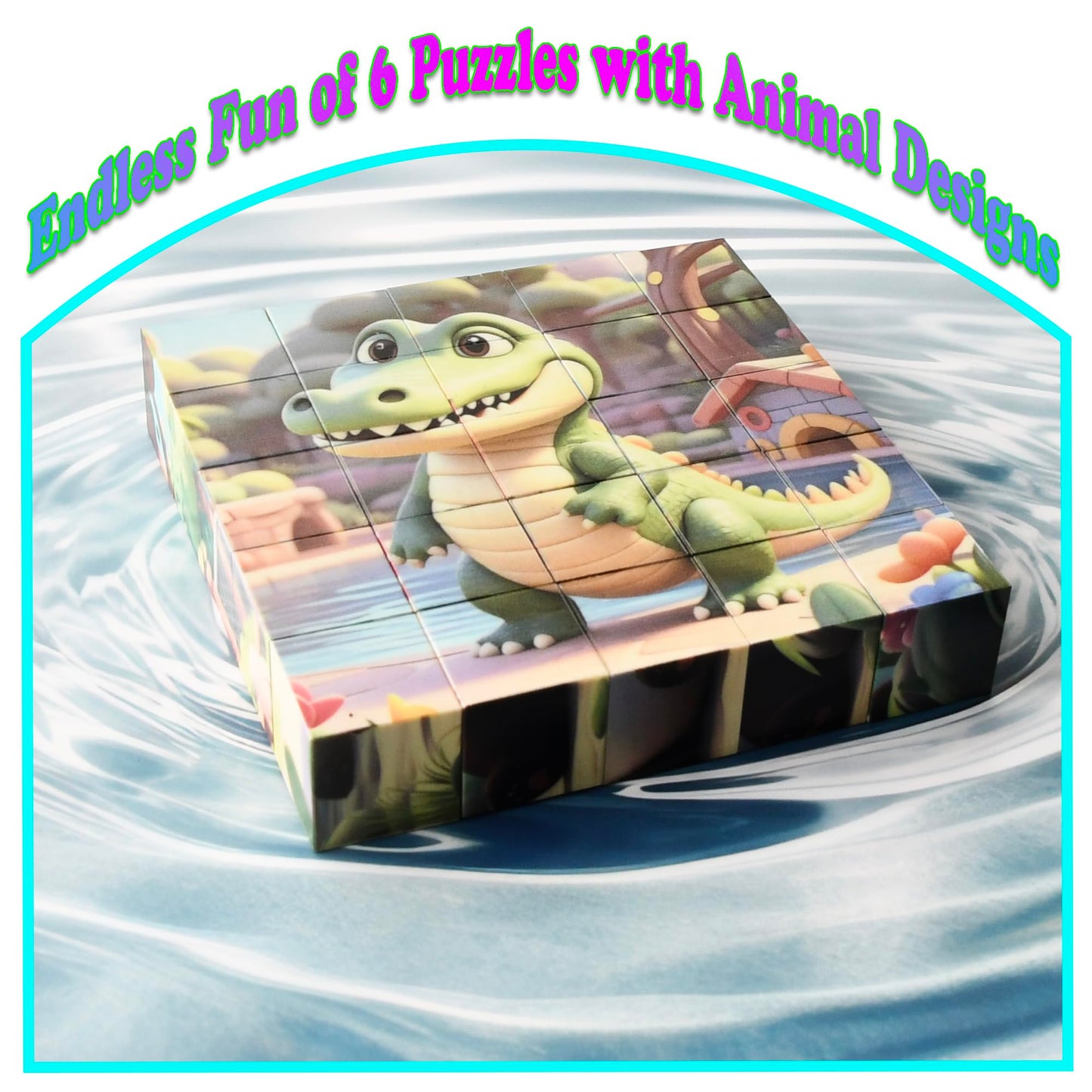 Magnetic Blocks Building Toy,Ritastar 25pcs Mine Stacking Magnet Build Cubes Cartoon Pattern World,STEM Sensory Construction Toys for Kids Gift,Educational Jigsaw Puzzle Set with 3D Zoo Animal Designs